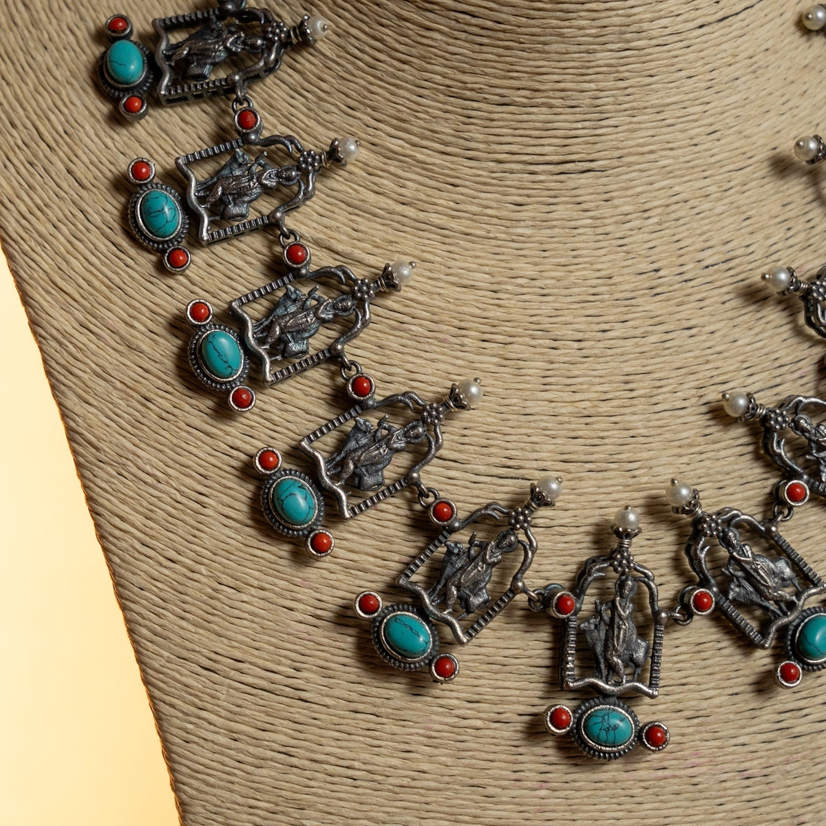 BINA BIJOUX PREMIUM SEMI HANDMADE ANTIQUE NECKPIECE/NECKLACE WITH EARRING NL269