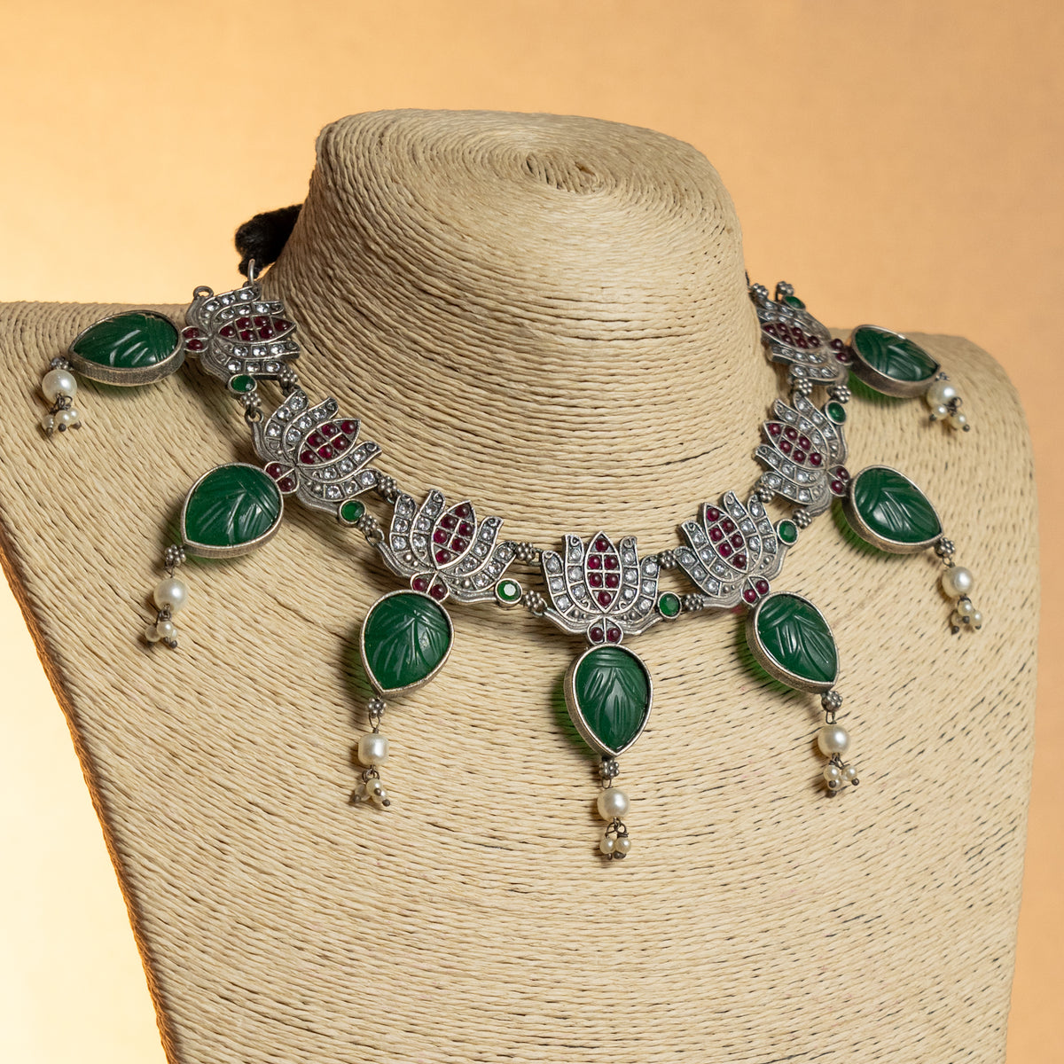 GIANNA SEMI HANDMADE ANTIQUE NECKPIECE/NECKLACE WITH EARRING NL280