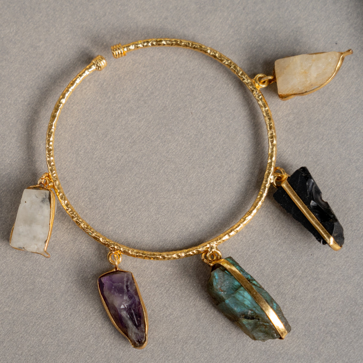 ZOEY GOLD TONED HANDMADE HAND HAMMERED NECKLAC EARRINGS BANGLE CUFF AND RING OF13