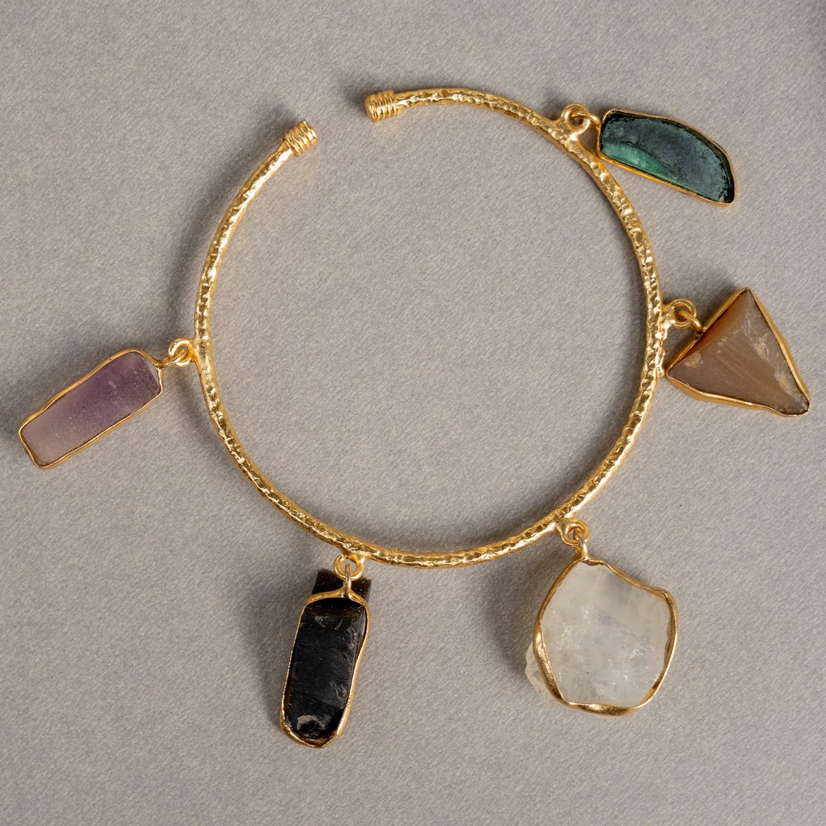 ZOEY GOLD TONED HANDMADE HAND HAMMERED NECKLAC EARRINGS BANGLE CUFF AND RING OF13