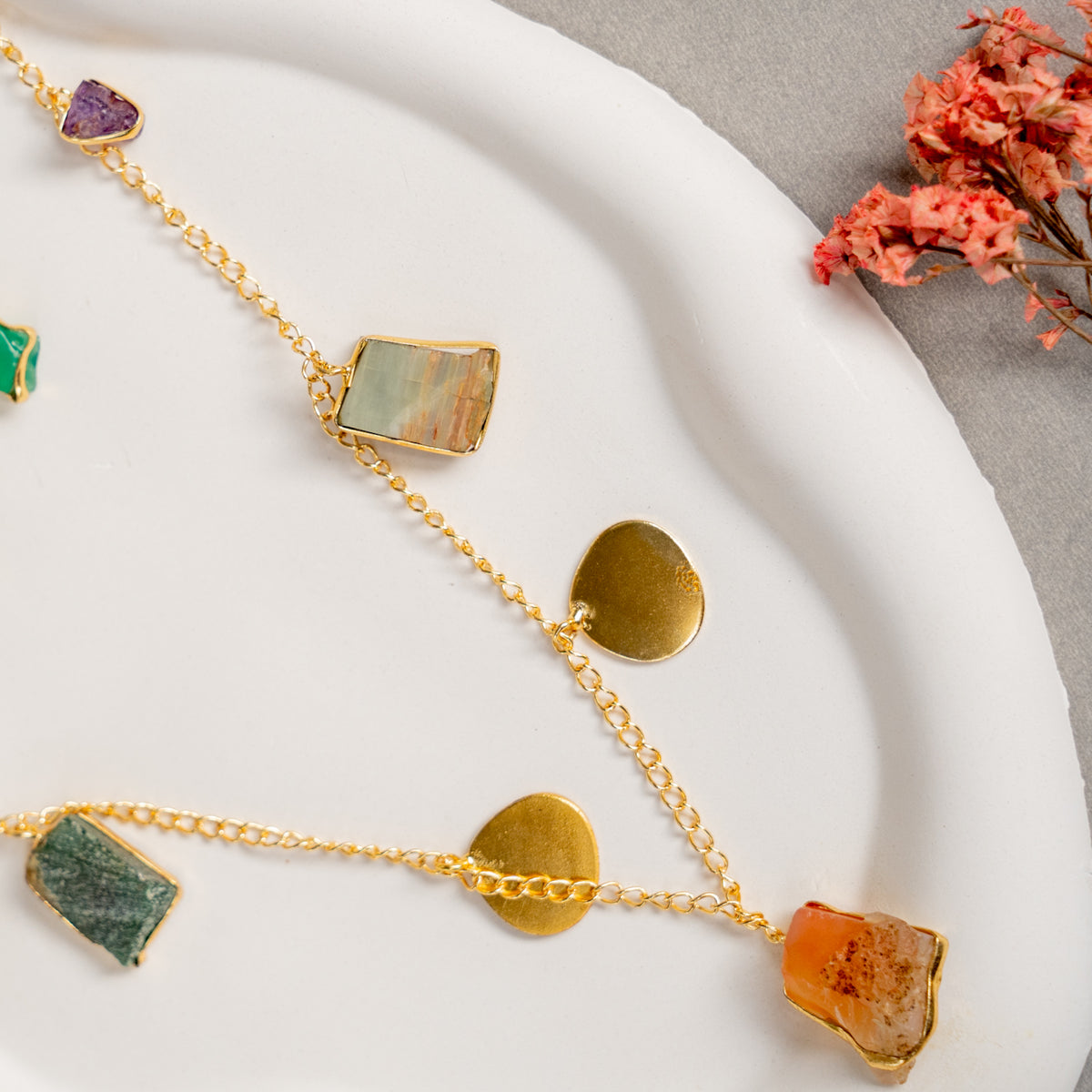 ZOEY GOLD TONED HANDMADE HAND HAMMERED NECKLAC EARRINGS BANGLE CUFF AND RING OF13