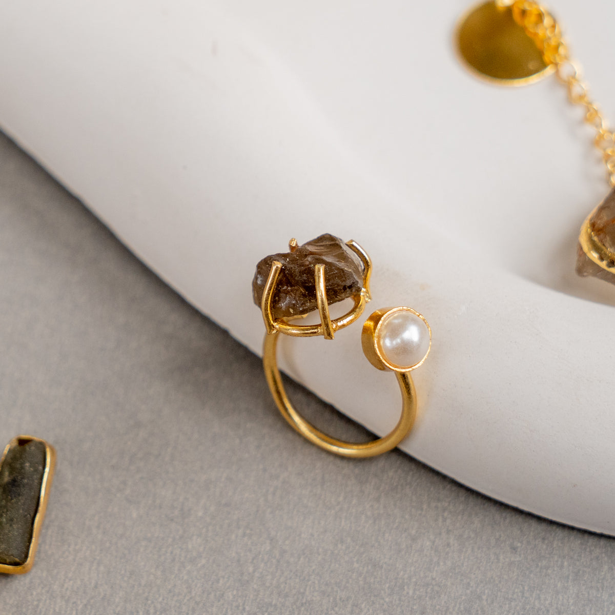 ZOEY GOLD TONED HANDMADE HAND HAMMERED NECKLAC EARRINGS BANGLE CUFF AND RING OF13