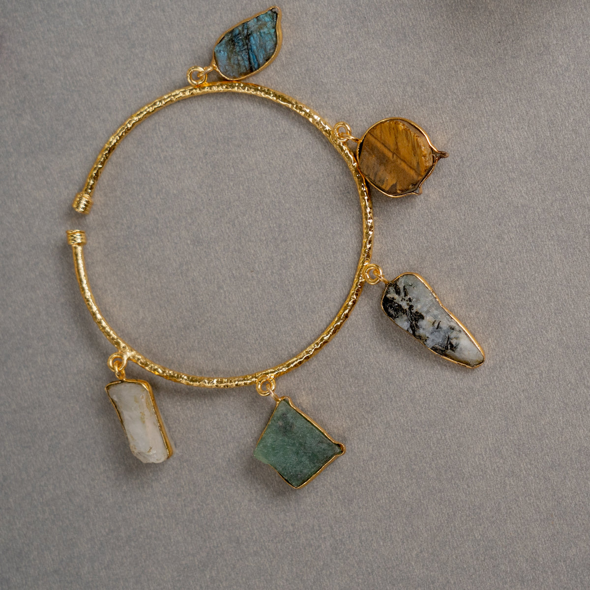 ZOEY GOLD TONED HANDMADE HAND HAMMERED NECKLAC EARRINGS BANGLE CUFF AND RING OF13