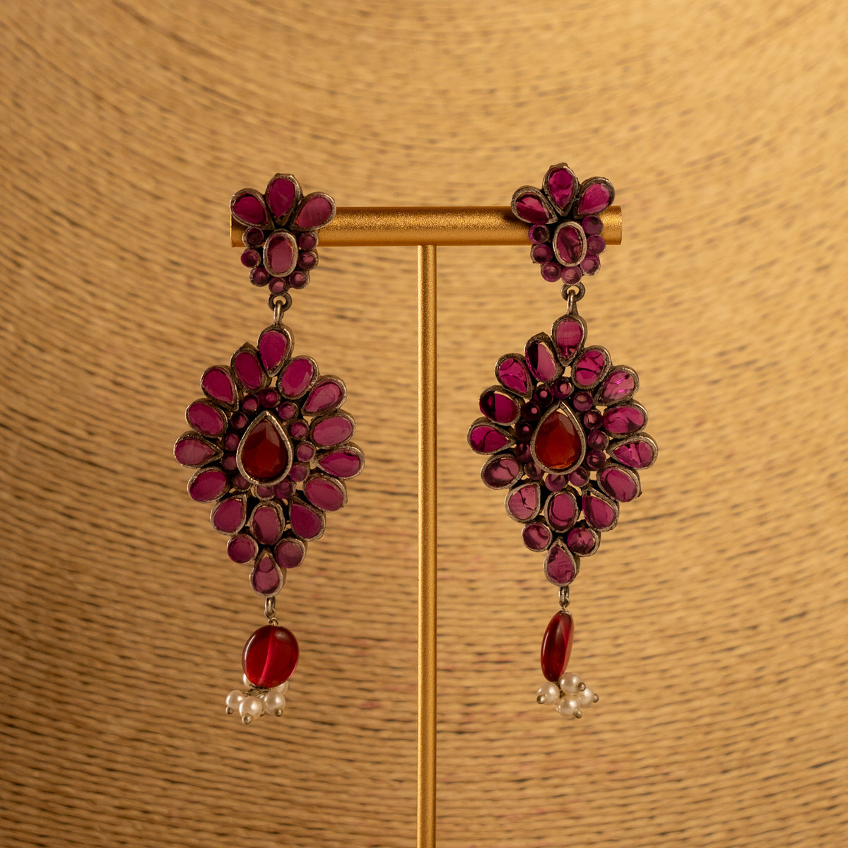 MIKAHA FAUX SILVER BIJOUX PREMIUM  SEMI HANDMADE NECKLACE WITH EARRINGS NL226