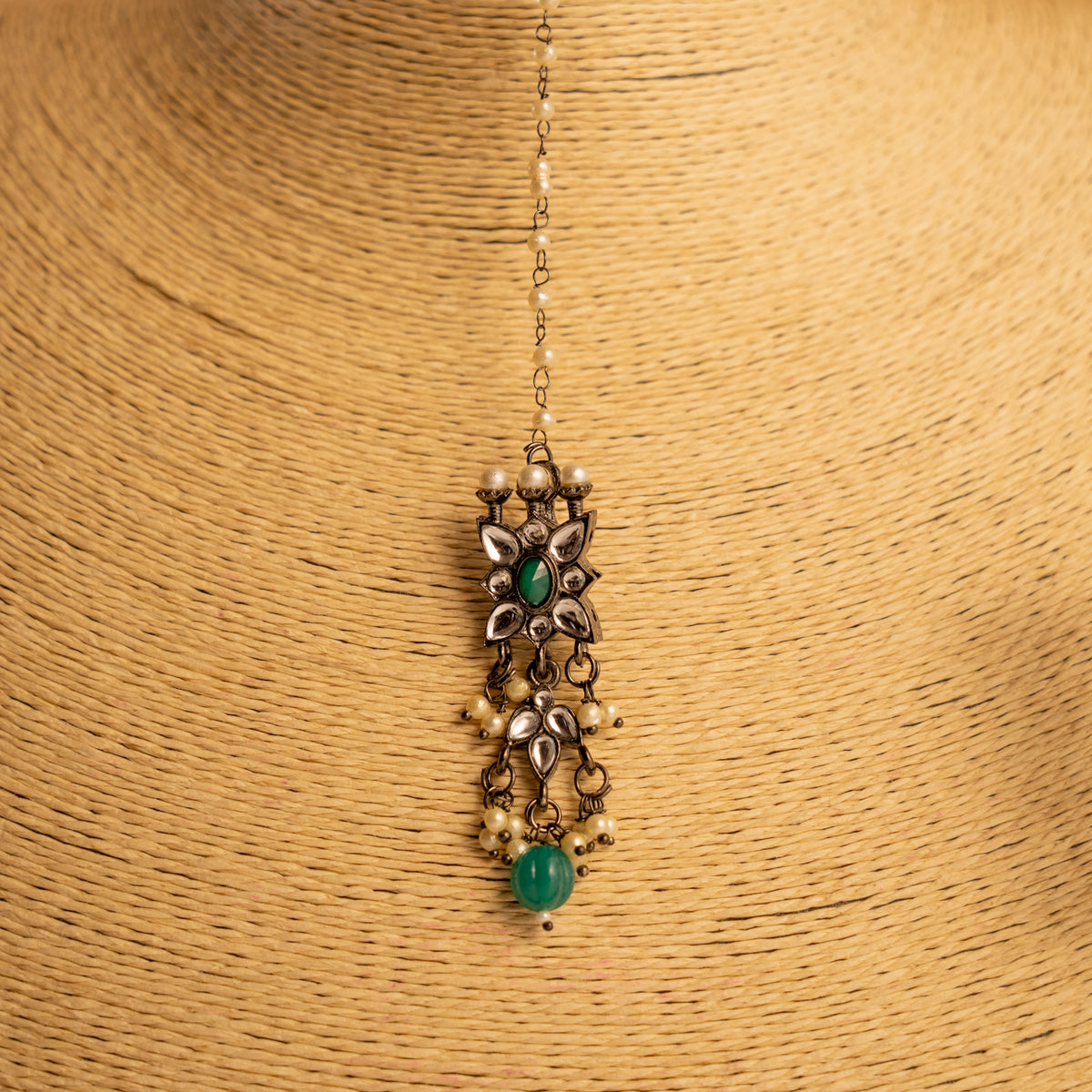 PRISMA FAUX KUNDAN NECKLACE SET WITH EARRING AND TIKKA NL234