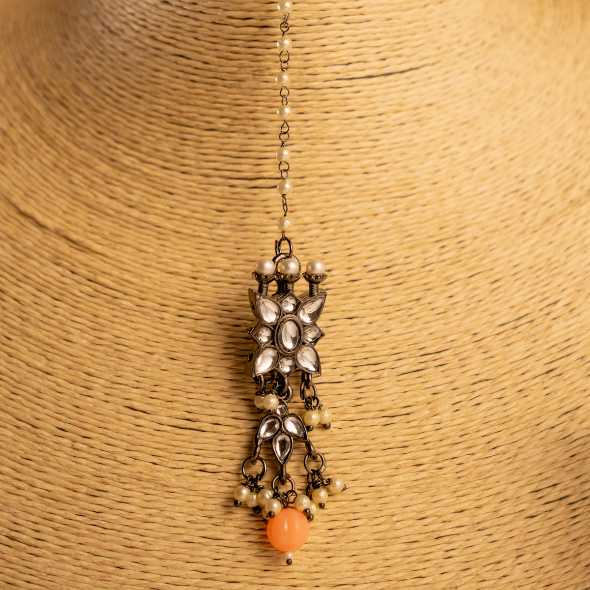 PRISMA FAUX KUNDAN NECKLACE SET WITH EARRING AND TIKKA NL234