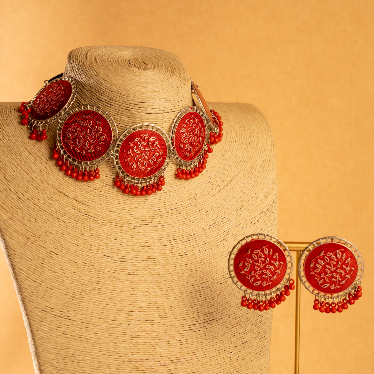 AERA OXIDIZED ANTIQUE NECKPIECE/NECKLACE EARRINGS NL228