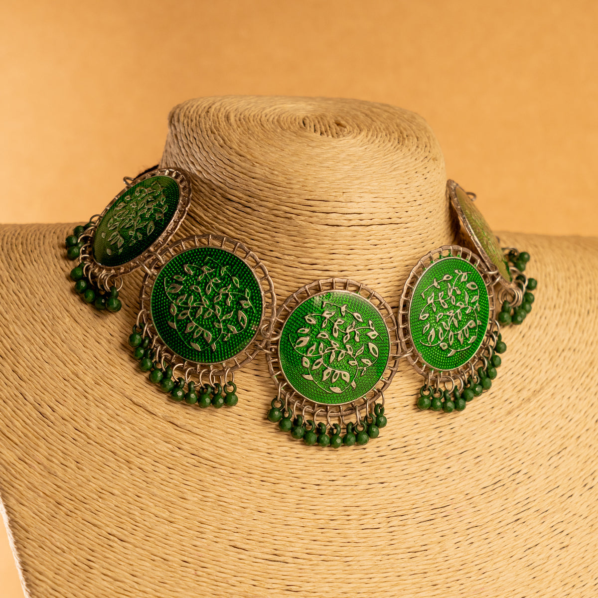 AERA OXIDIZED ANTIQUE NECKPIECE/NECKLACE EARRINGS NL228