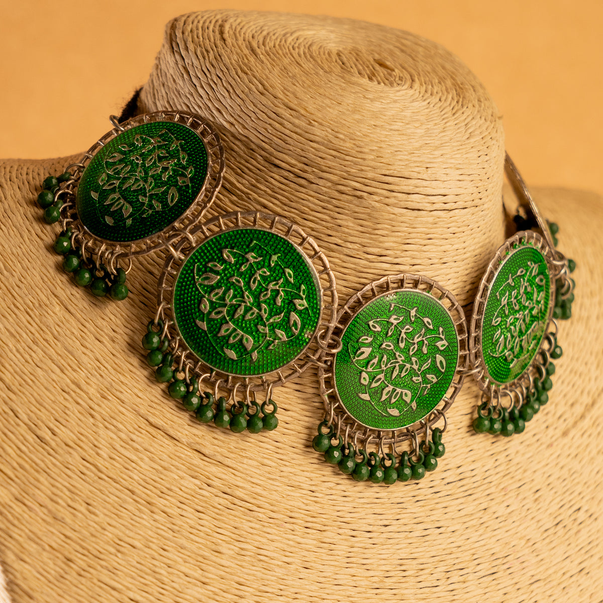 AERA OXIDIZED ANTIQUE NECKPIECE/NECKLACE EARRINGS NL228