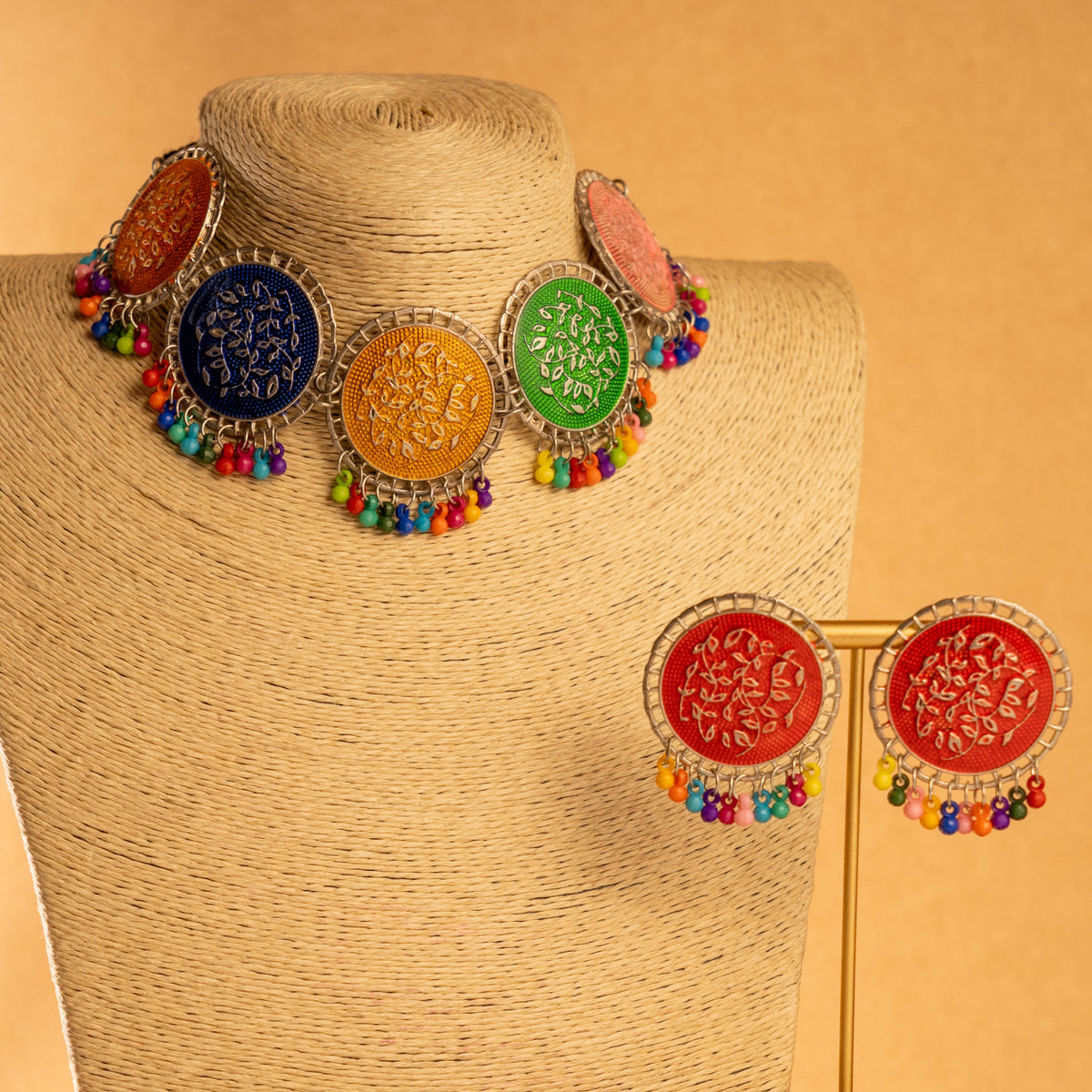 AERA OXIDIZED ANTIQUE NECKPIECE/NECKLACE EARRINGS NL228