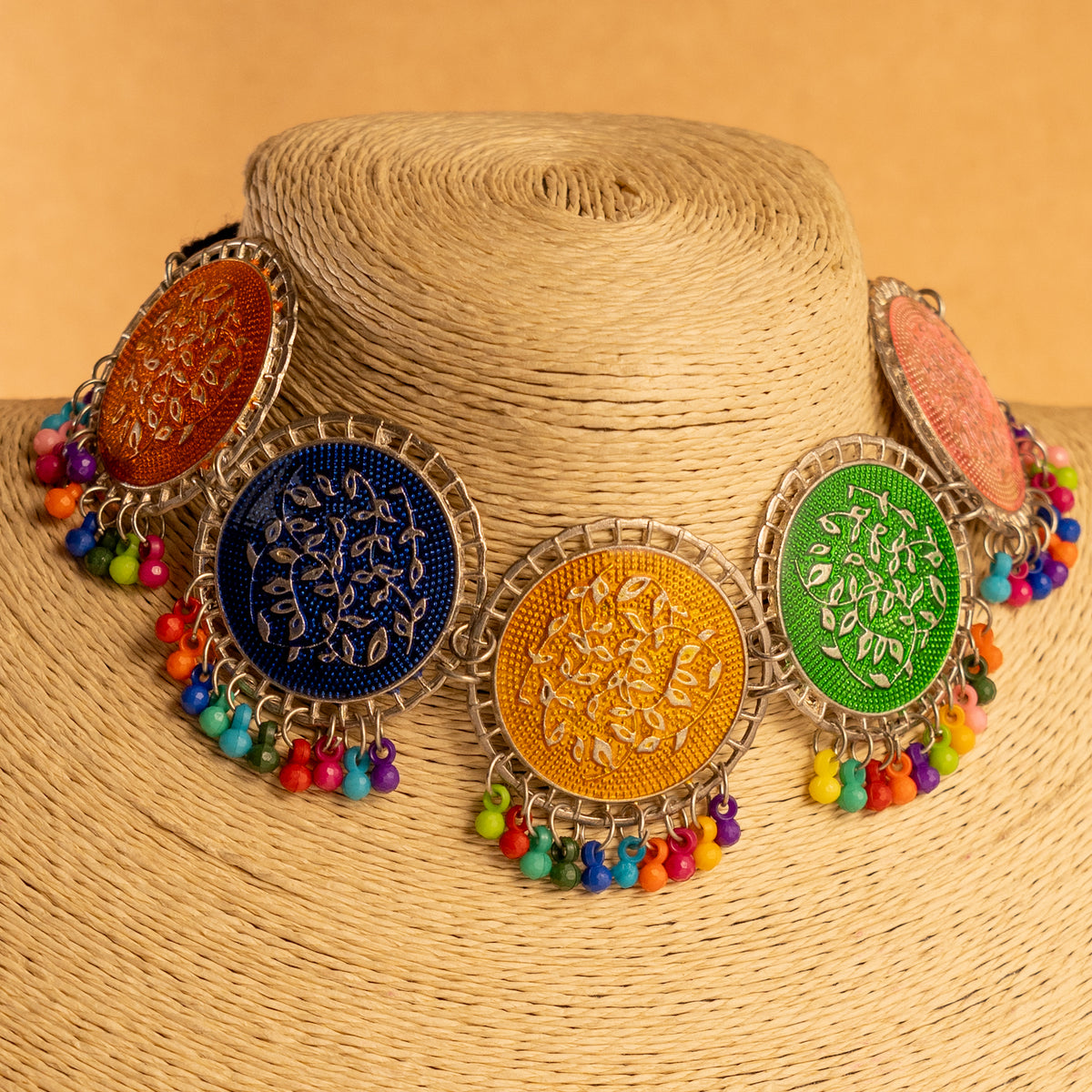 AERA OXIDIZED ANTIQUE NECKPIECE/NECKLACE EARRINGS NL228