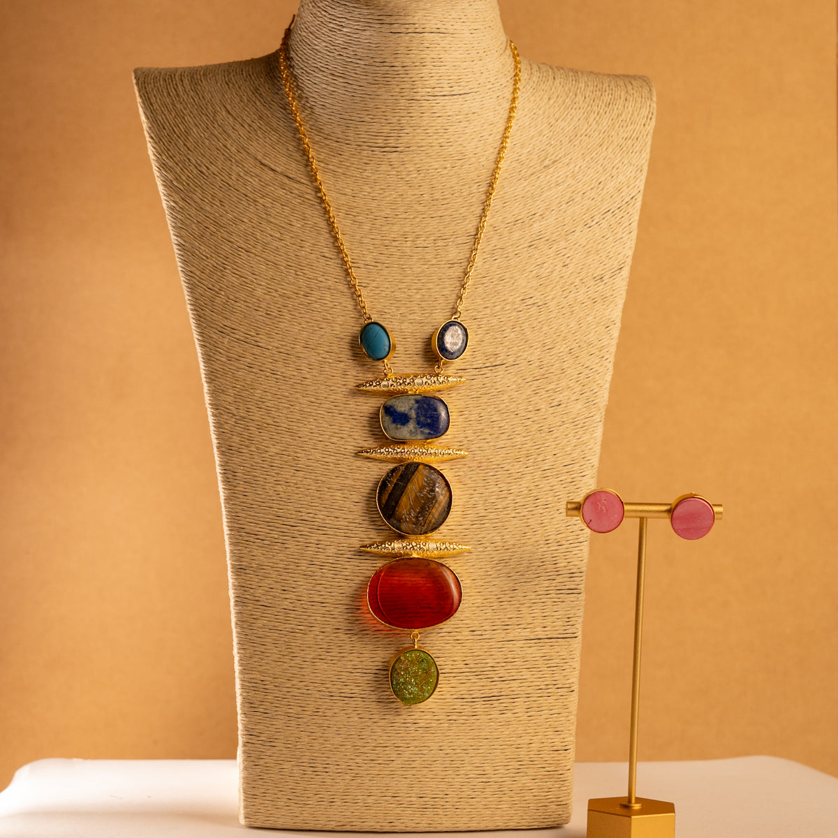 MEENU RAW STONE HANDMADE RAW LOOK TIE NECKLACE NL36