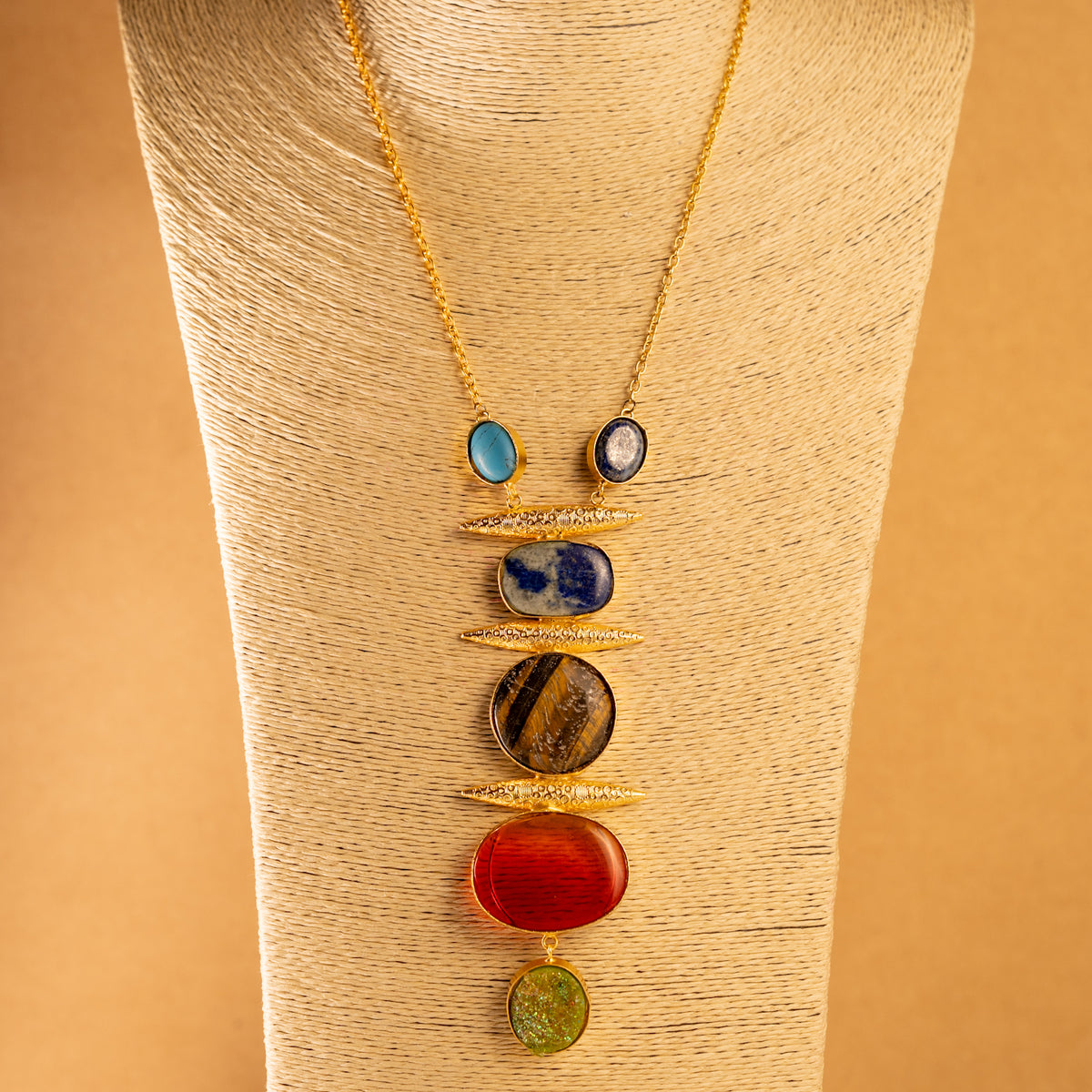 MEENU RAW STONE HANDMADE RAW LOOK TIE NECKLACE NL36