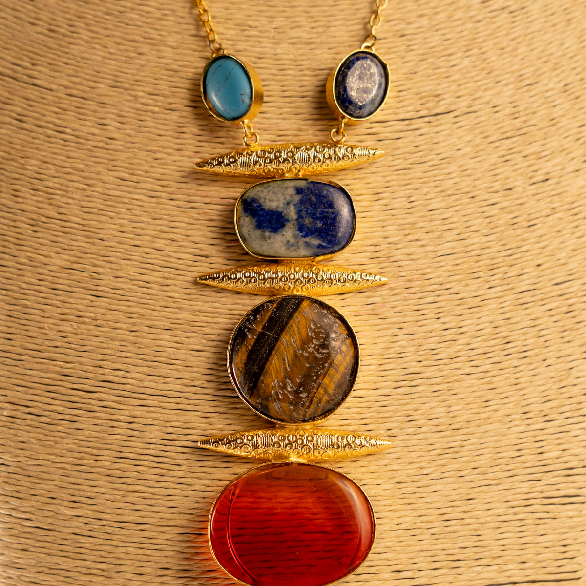 MEENU RAW STONE HANDMADE RAW LOOK TIE NECKLACE NL36