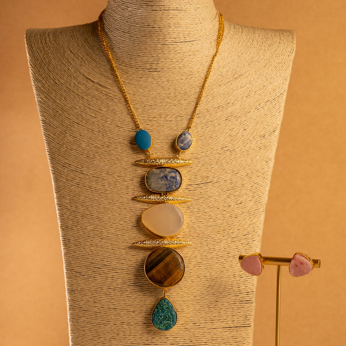MEENU RAW STONE HANDMADE RAW LOOK TIE NECKLACE NL36