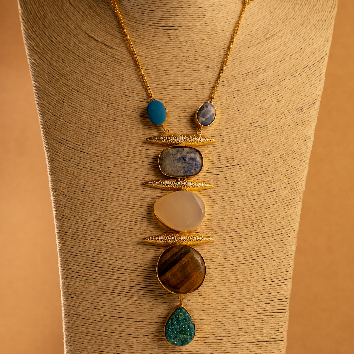 MEENU RAW STONE HANDMADE RAW LOOK TIE NECKLACE NL36