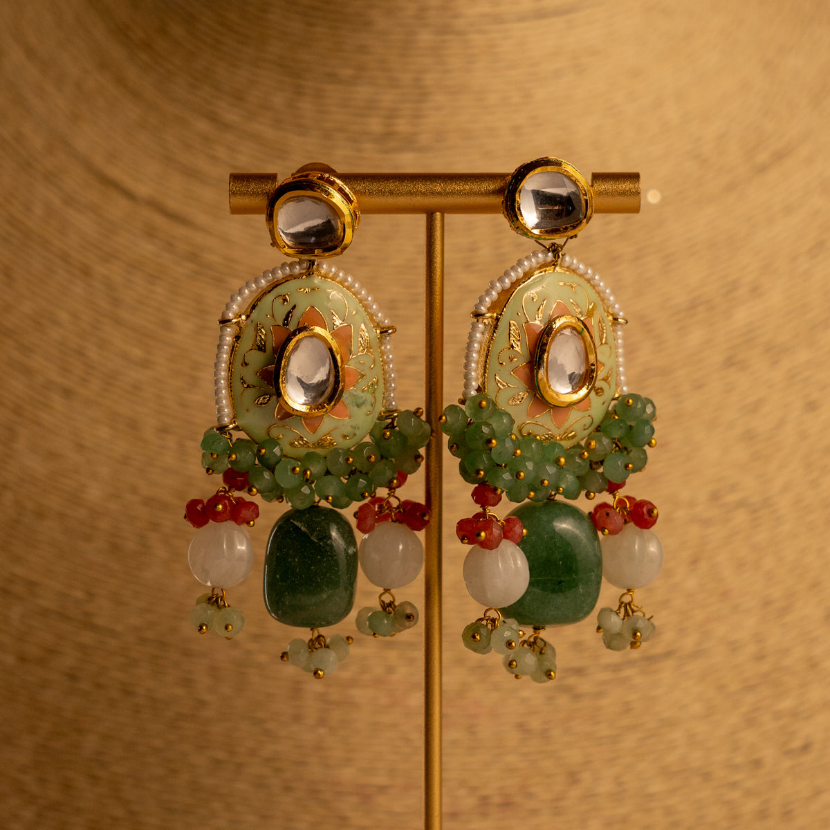 OLIVE BEAUTY NATURAL PREMIUM GEM STONE BIJOUX PREMIUM AND EXCLUSIVE HANDMADE LAC KUNDAN NECKLACE NL210