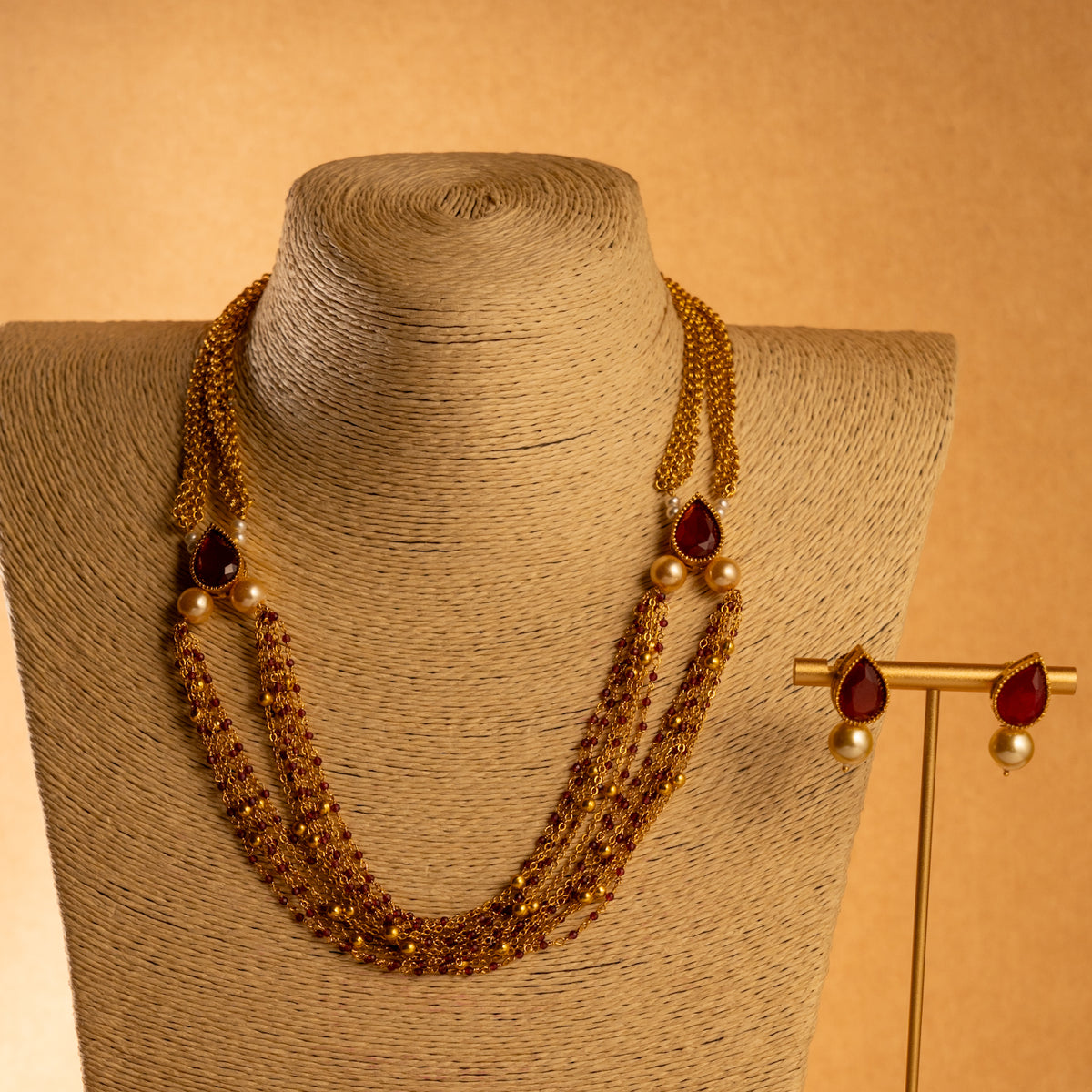 REVATHY GOLD TONED ANTIQUE FINISH NECKLACE WITH EARRINGS NL181