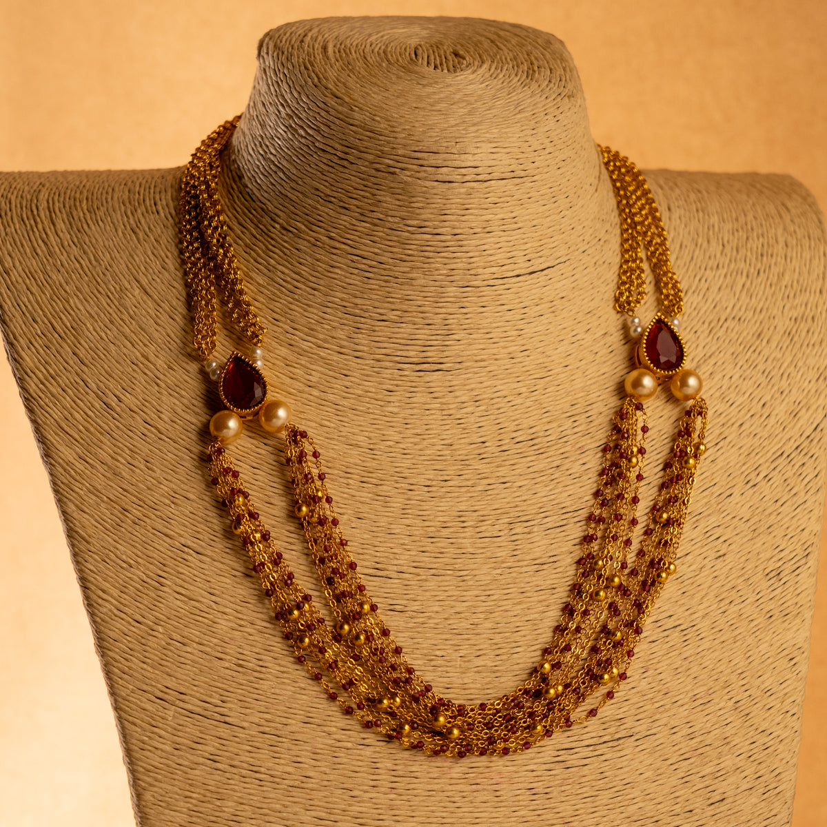 REVATHY GOLD TONED ANTIQUE FINISH NECKLACE WITH EARRINGS NL181