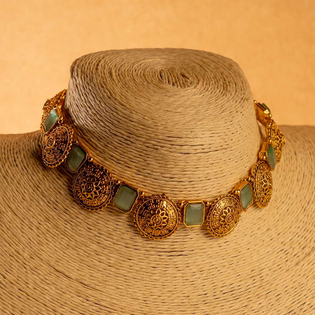 BOOMA GOLD TONED ANTIQUE FINISH NECKLACE WITH EARRINGS NL186