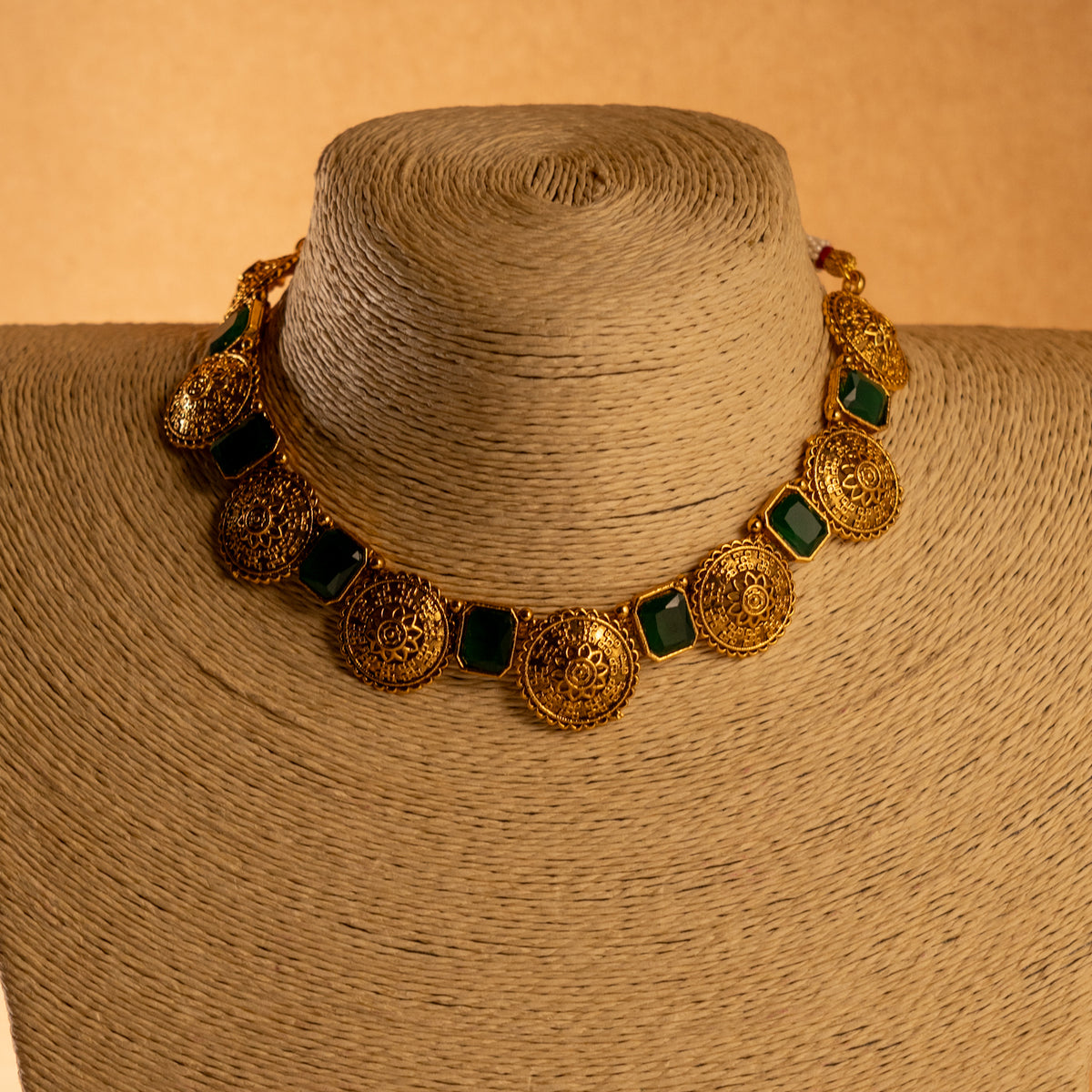 BOOMA GOLD TONED ANTIQUE FINISH NECKLACE WITH EARRINGS NL186