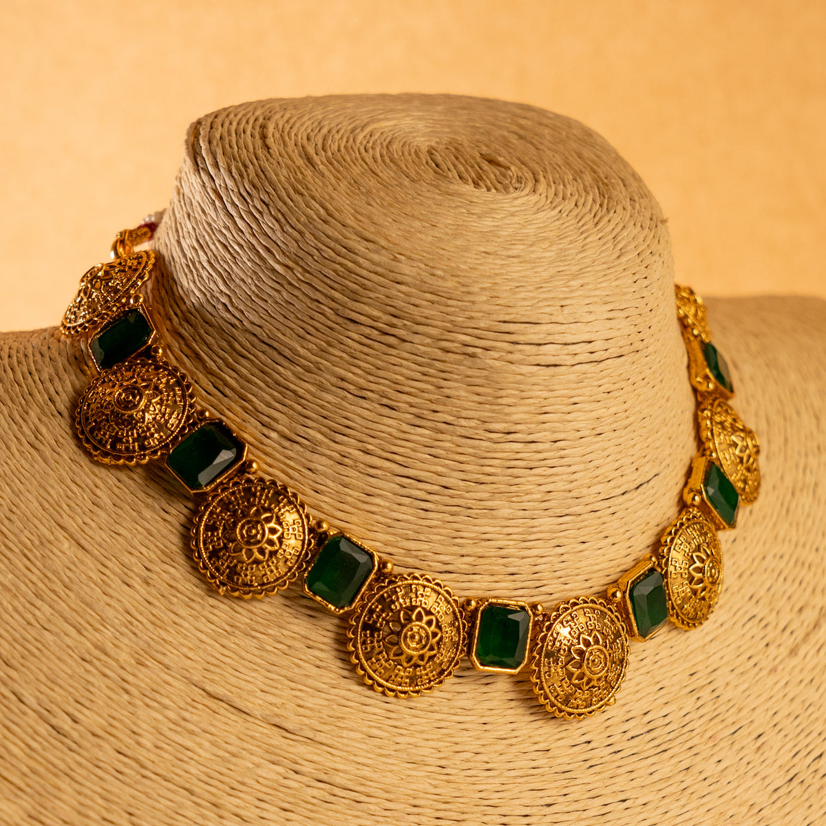 BOOMA GOLD TONED ANTIQUE FINISH NECKLACE WITH EARRINGS NL186