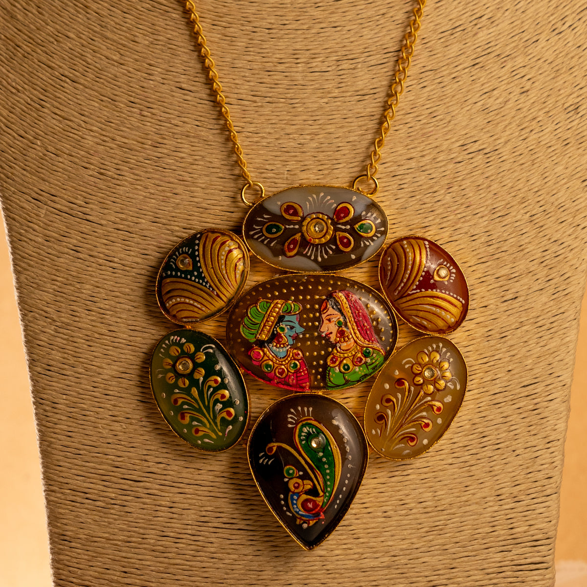 TANJORA RAW STONE HANDMADE AND HANDPAINTED RUSTIC NECKPIECE NL72