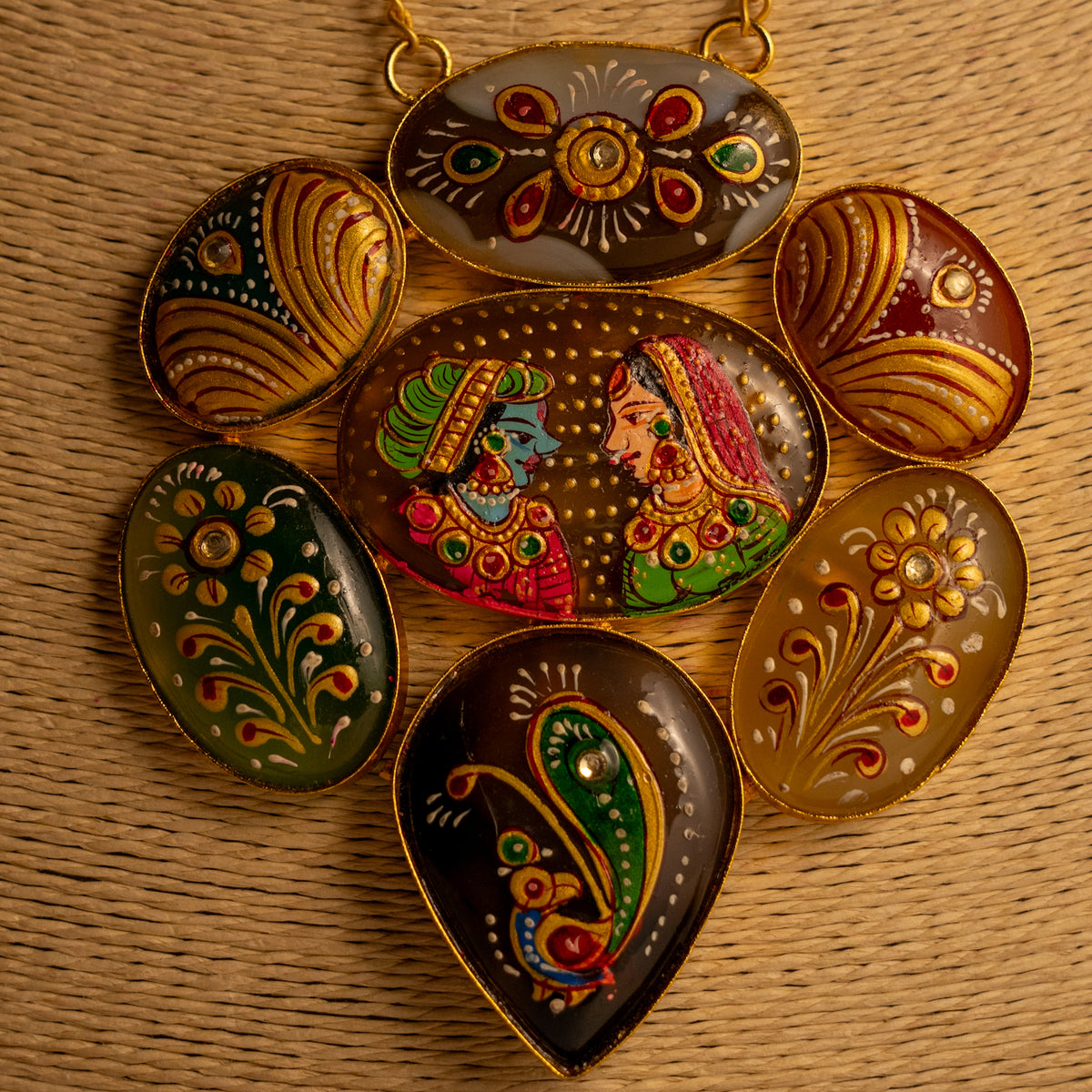 TANJORA RAW STONE HANDMADE AND HANDPAINTED RUSTIC NECKPIECE NL72