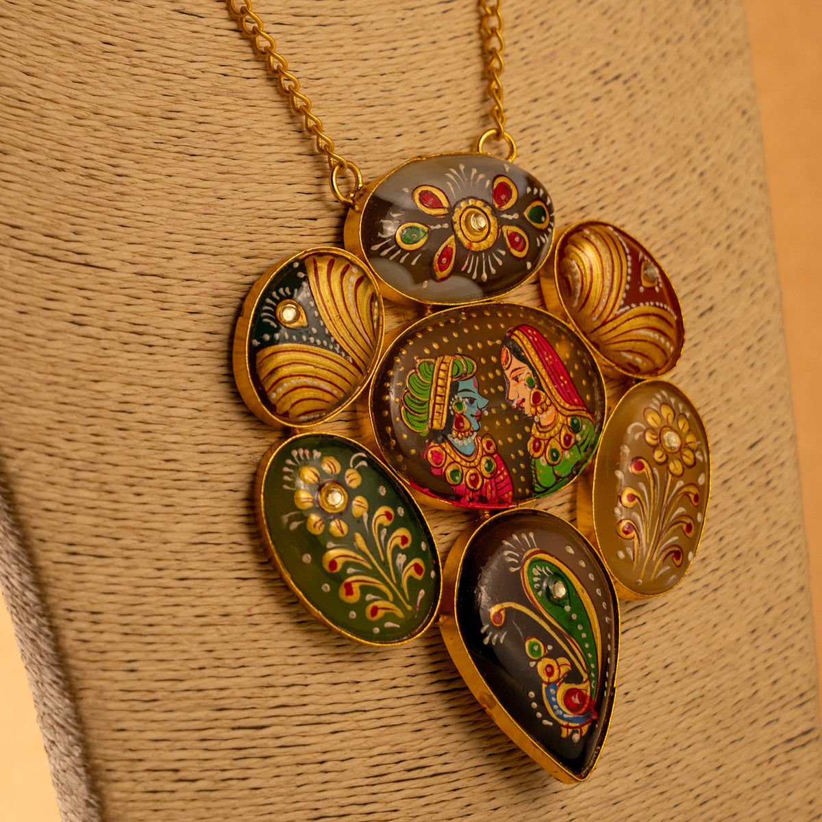 TANJORA RAW STONE HANDMADE AND HANDPAINTED RUSTIC NECKPIECE NL72