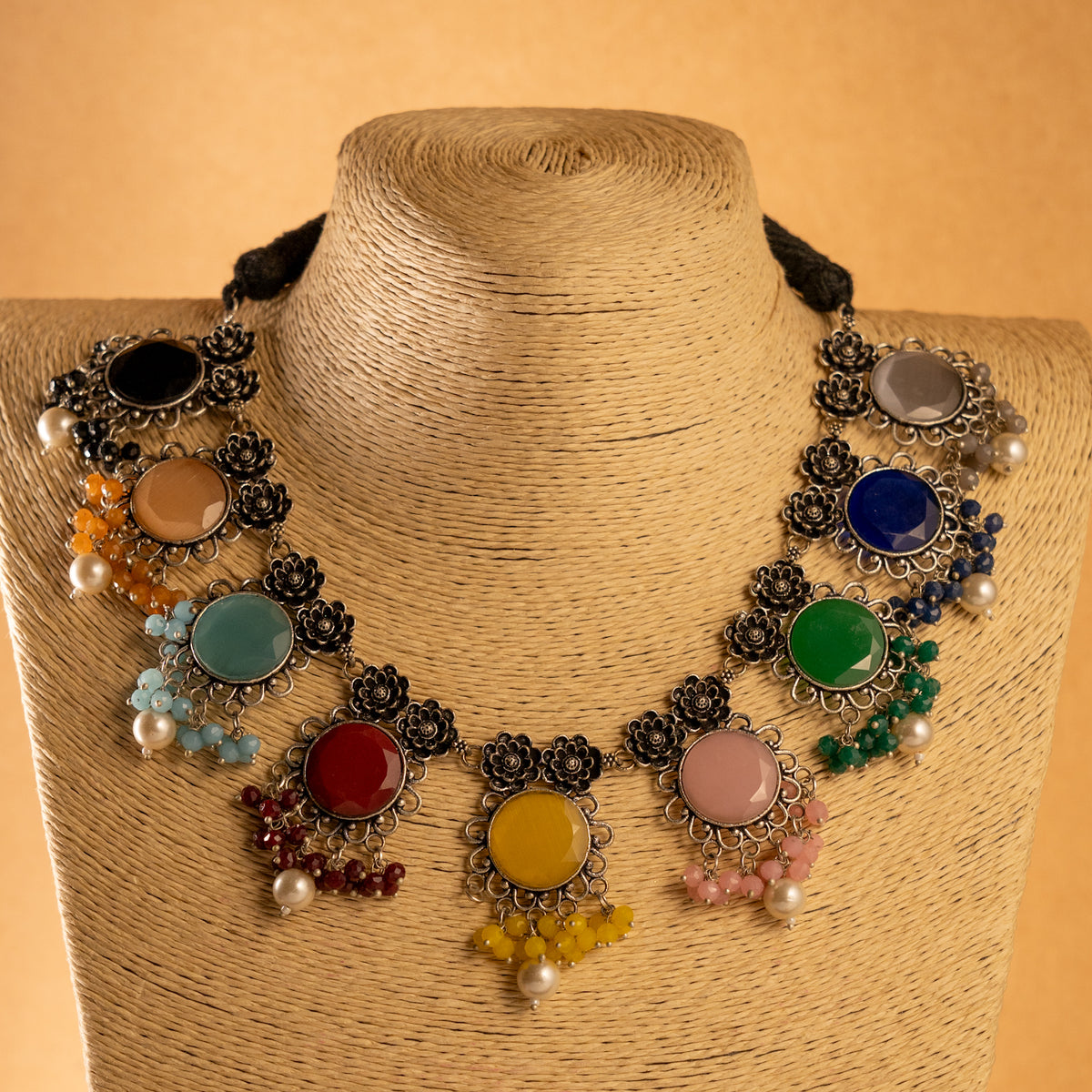 KAMINA RAW AND RUSTIC FINISH BLACK POLISH NECKLACE NL73