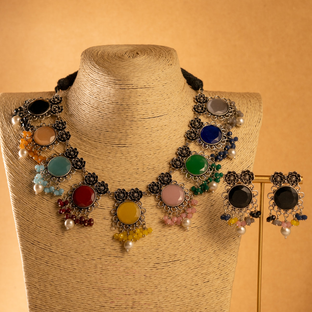 KAMINA RAW AND RUSTIC FINISH BLACK POLISH NECKLACE NL73