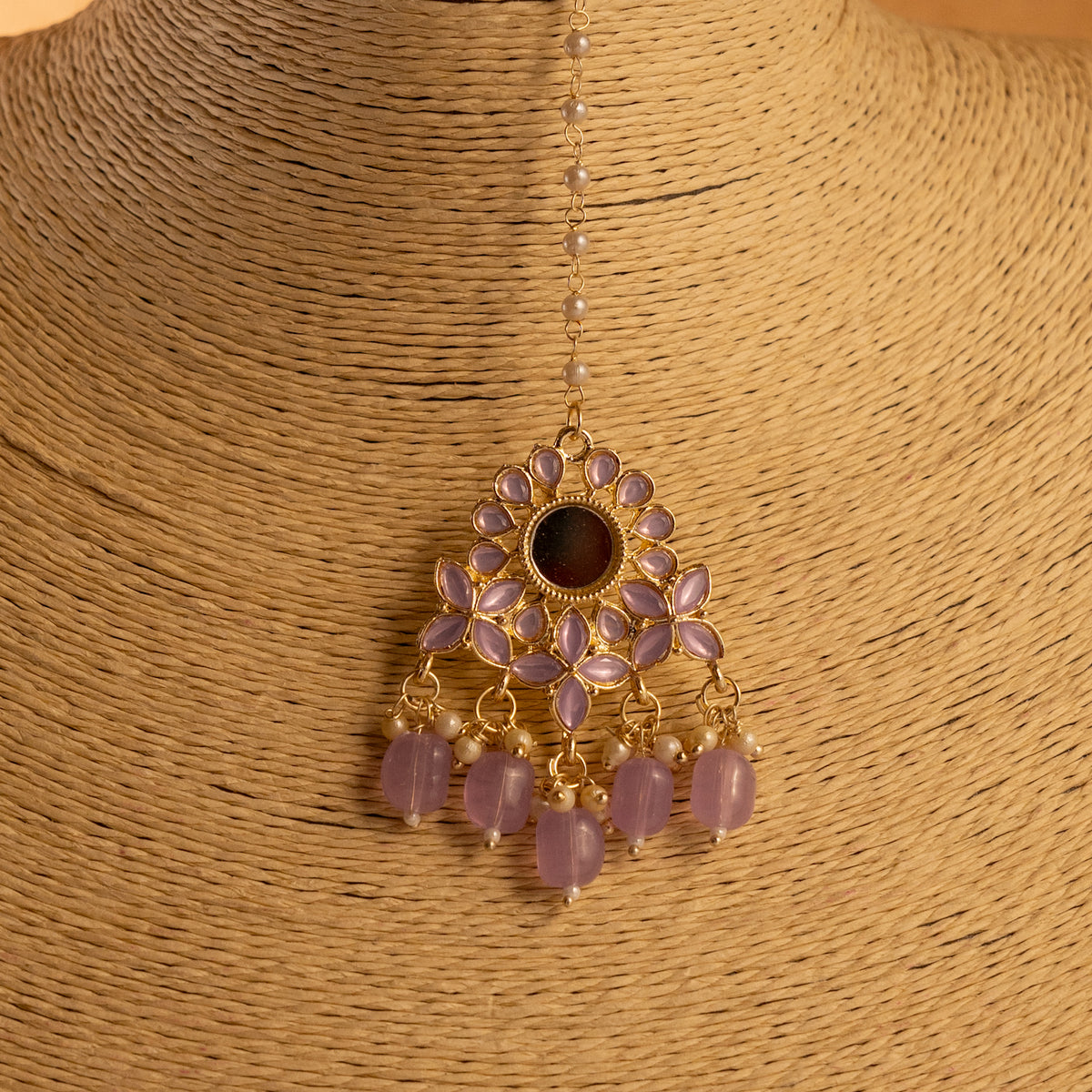 FIZA MIRROR SEMI HANDMADE NECKLACE WITH EARRING AND TIKKA NL221