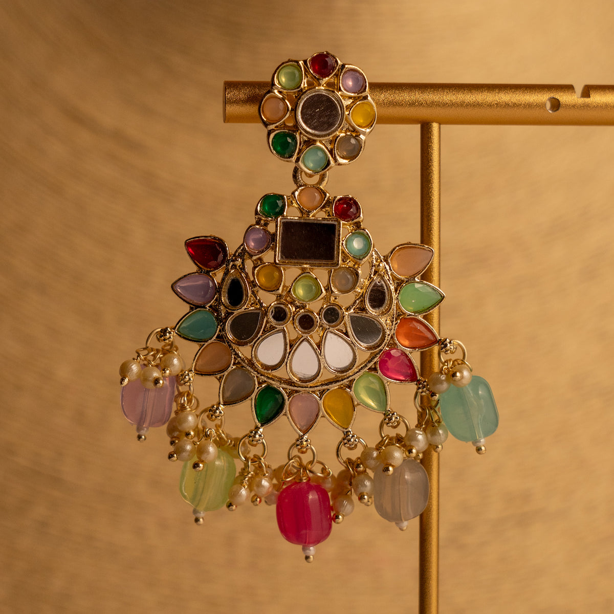 DAKSHA MIRROR SEMI HANDMADE NECKLACE WITH EARRING AND TIKKA NL220