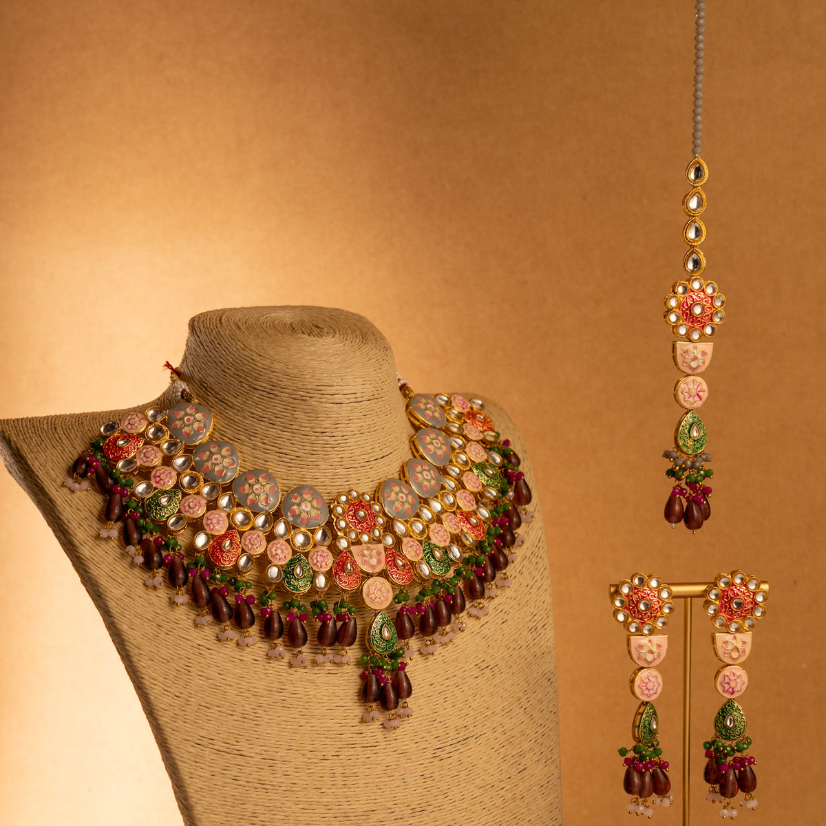 JOSIE SEMI HANDMADE NECKLACE WITH EARRING AND TIKKA NL216