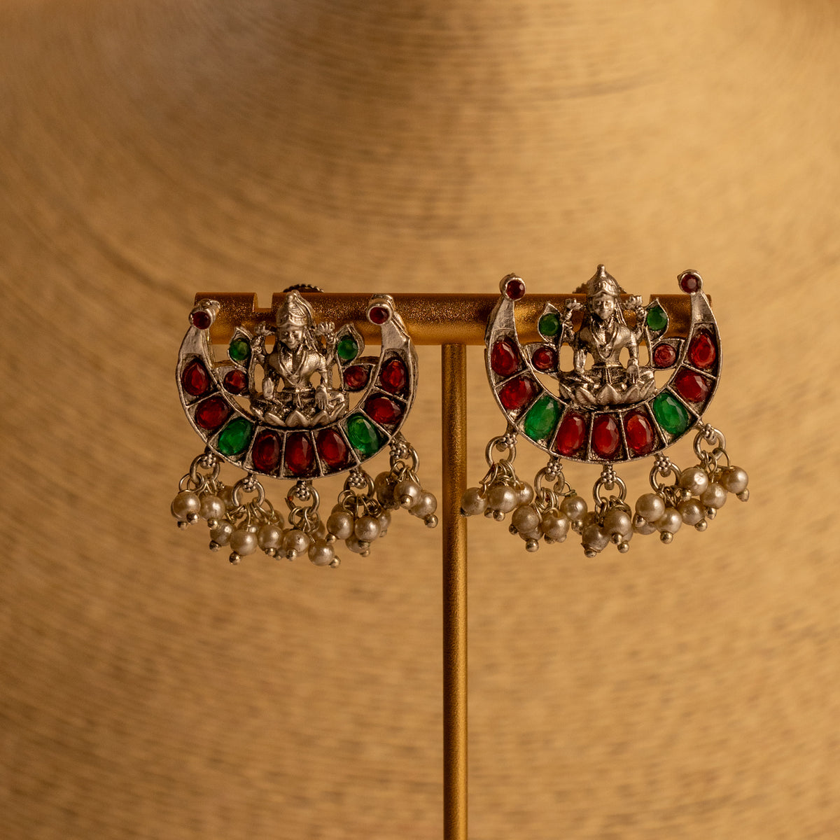 NIHARA OXIDIZED ANTIQUE FINISH NECKLACE WITH EARRINGS NL194