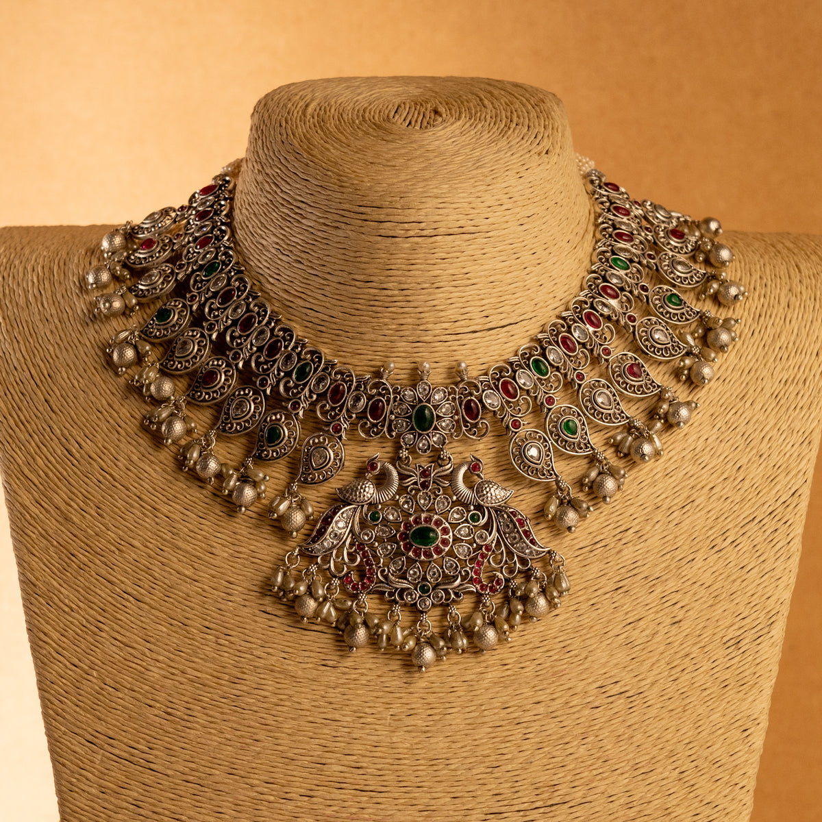 VANIHA OXIDIZED ANTIQUE FINISH NECKLACE WITH EARRINGS NL193