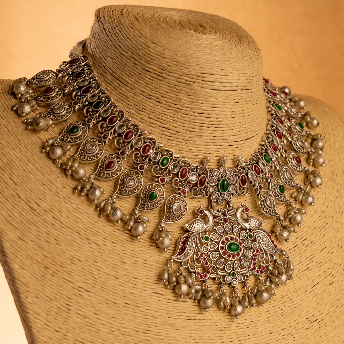 VANIHA OXIDIZED ANTIQUE FINISH NECKLACE WITH EARRINGS NL193