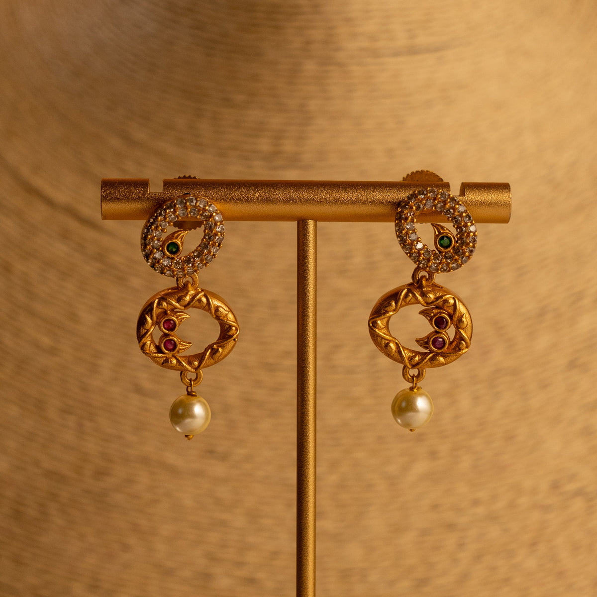 DIA DIANA GOLD TONED ANTIQUE FINISH NECKLACE WITH EARRINGS NL196