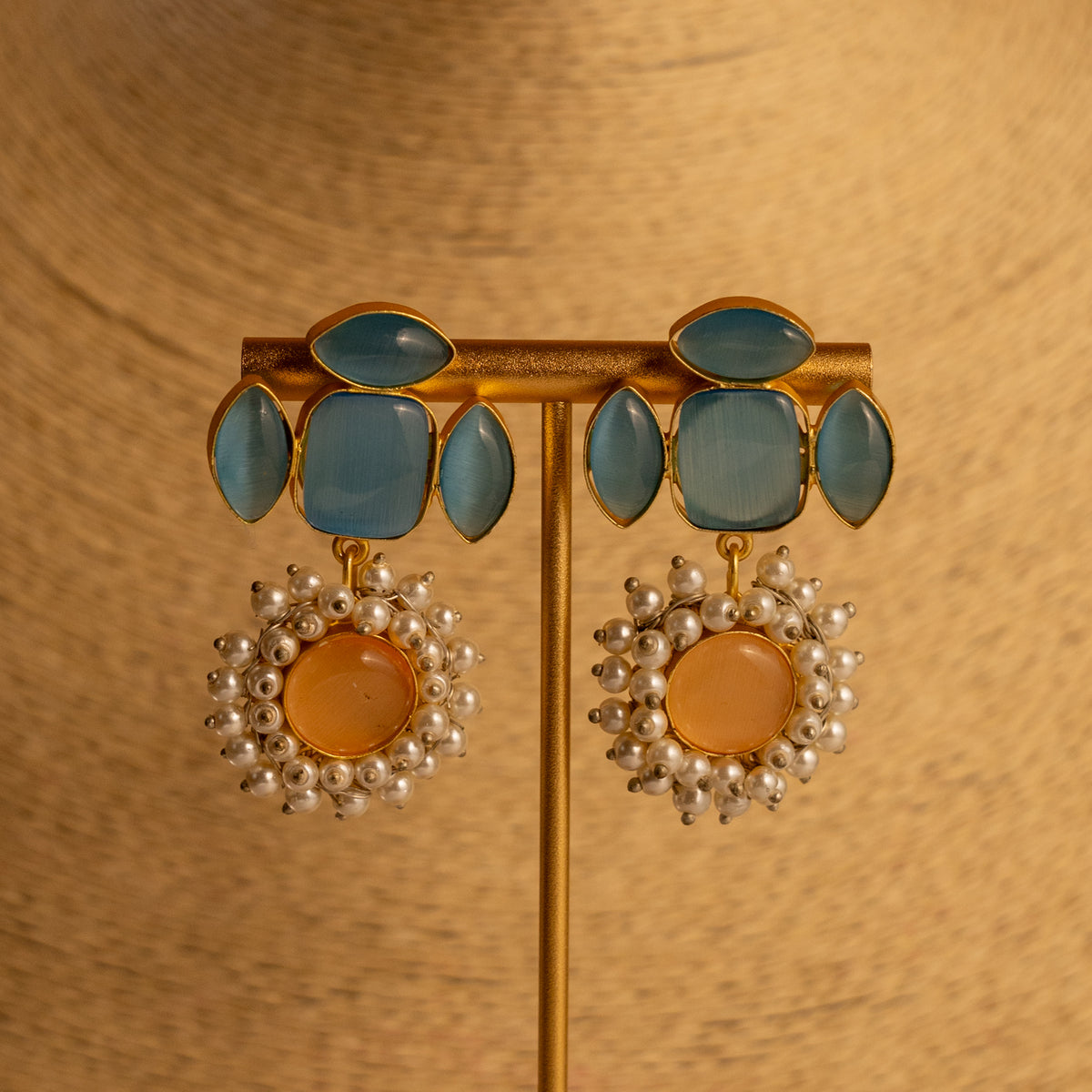 MORA 7 HANDMADE STONES GOLD TONED MONALISA NECKLACE/ NECKPIECE NL33