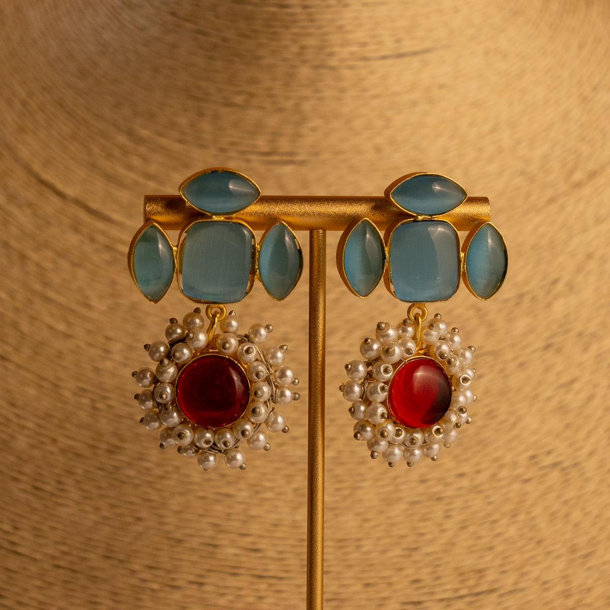 MORA 7 HANDMADE STONES GOLD TONED MONALISA NECKLACE/ NECKPIECE NL33