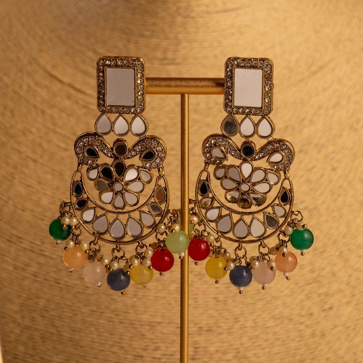 VARDHANA MIRROR SEMI HANDMADE NECKLACE WITH EARRING AND TIKKA NL204