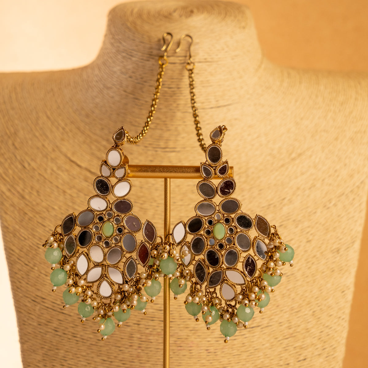 KIRANYA MIRROR SEMI HANDMADE NECKLACE WITH EARRING AND TIKKA NL203