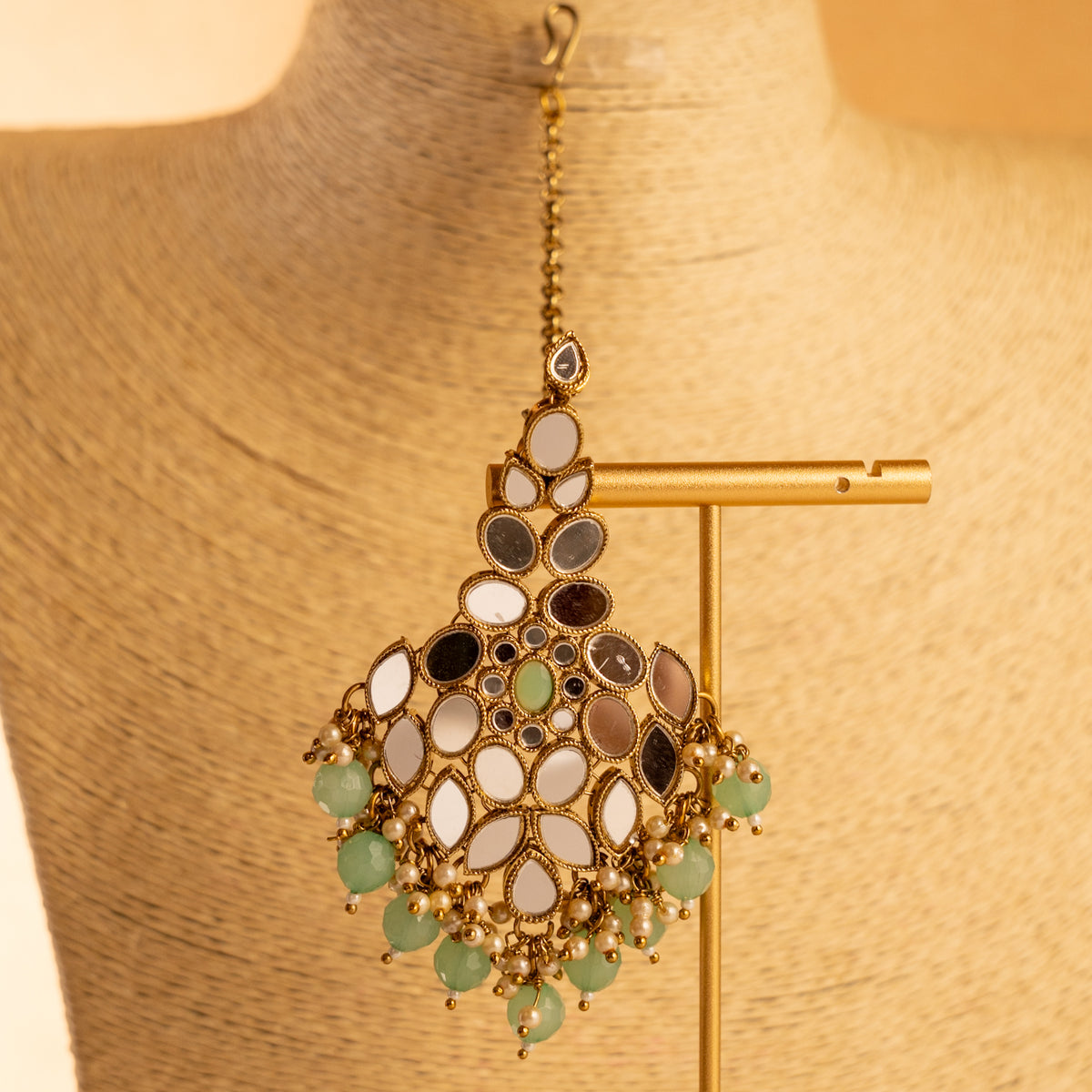 KIRANYA MIRROR SEMI HANDMADE NECKLACE WITH EARRING AND TIKKA NL203