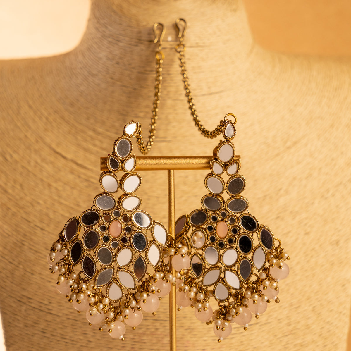 KIRANYA MIRROR SEMI HANDMADE NECKLACE WITH EARRING AND TIKKA NL203
