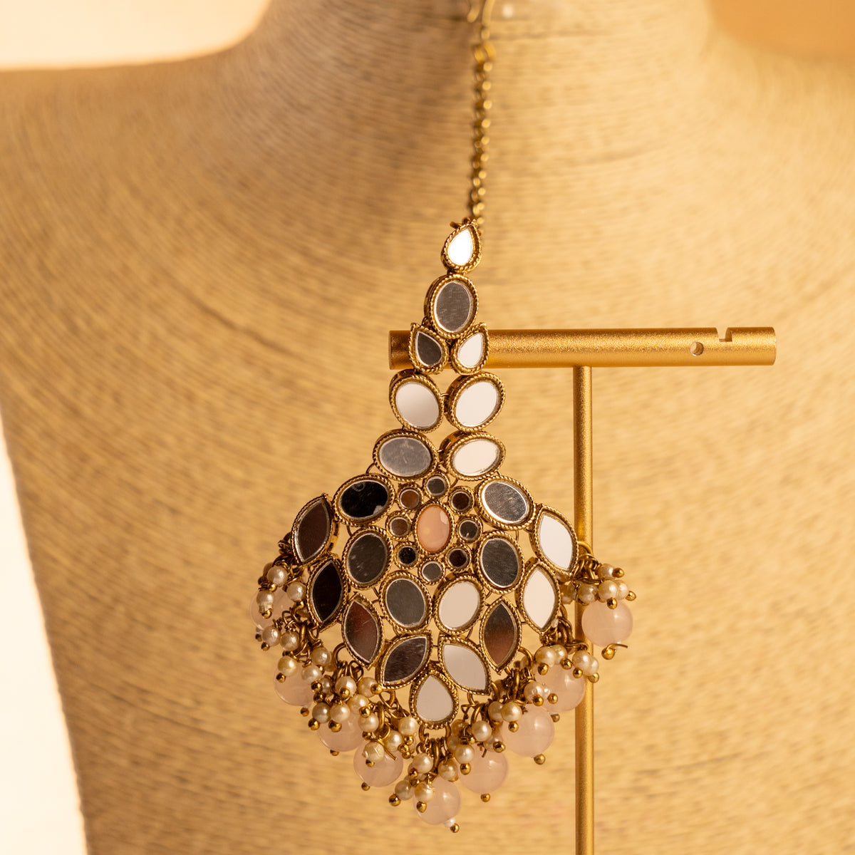 KIRANYA MIRROR SEMI HANDMADE NECKLACE WITH EARRING AND TIKKA NL203