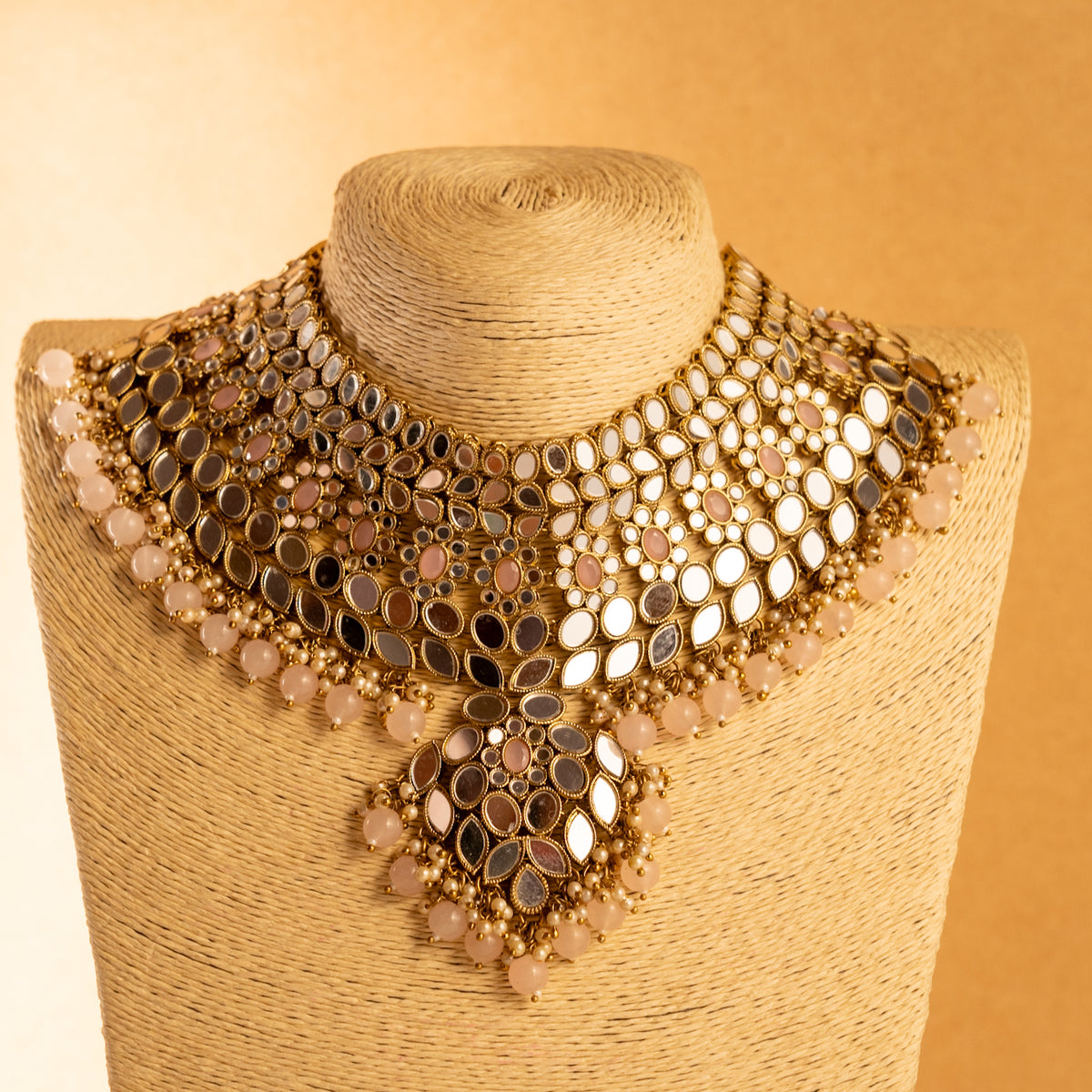 KIRANYA MIRROR SEMI HANDMADE NECKLACE WITH EARRING AND TIKKA NL203