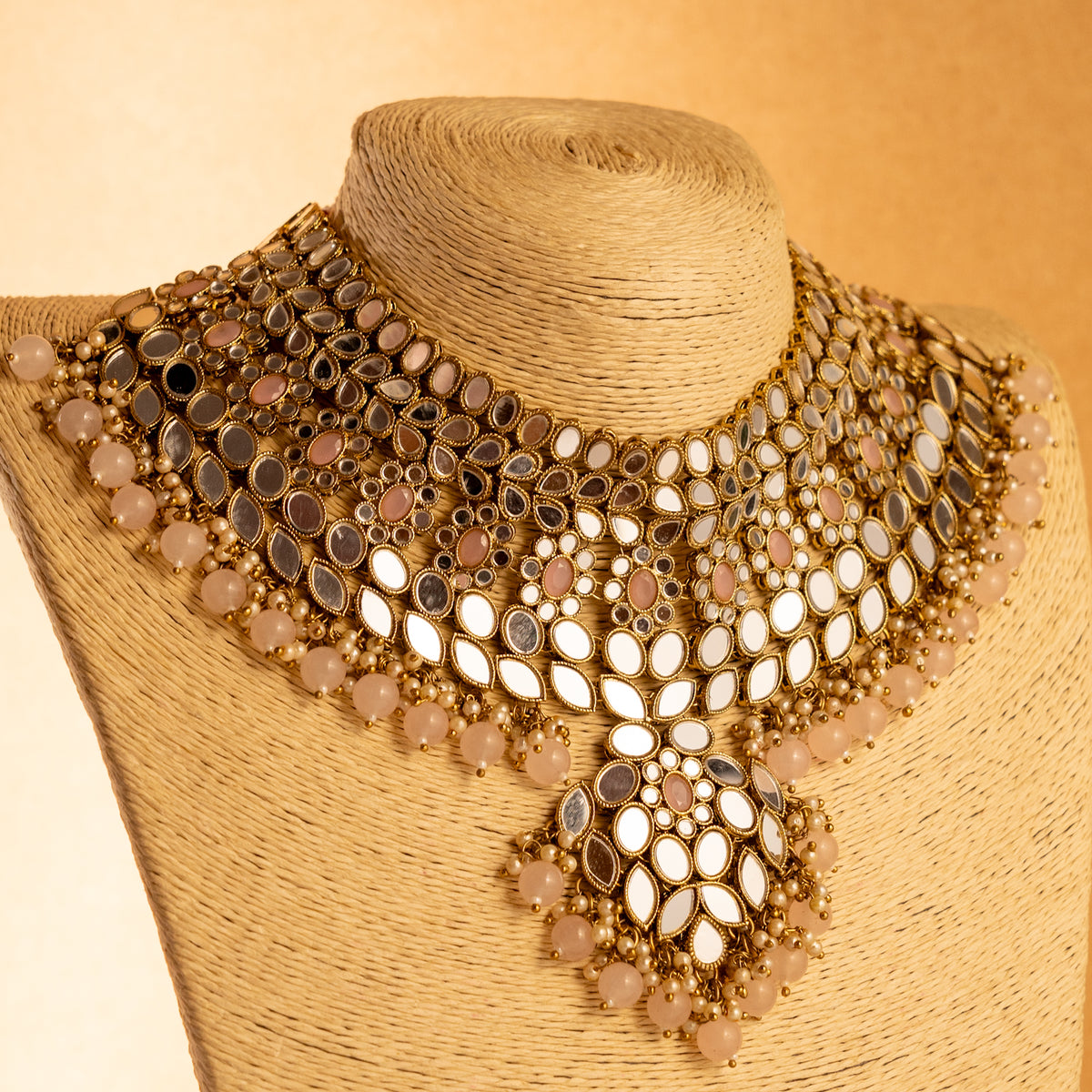 KIRANYA MIRROR SEMI HANDMADE NECKLACE WITH EARRING AND TIKKA NL203