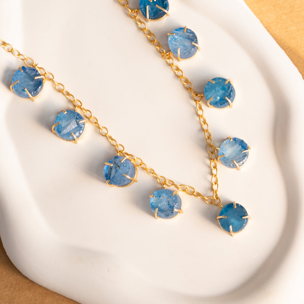 VISHALAYA GOLD TONED RAW STONE HANDMADE HAND HAMMERED NECKLAC EARRINGS WITH RING NL223