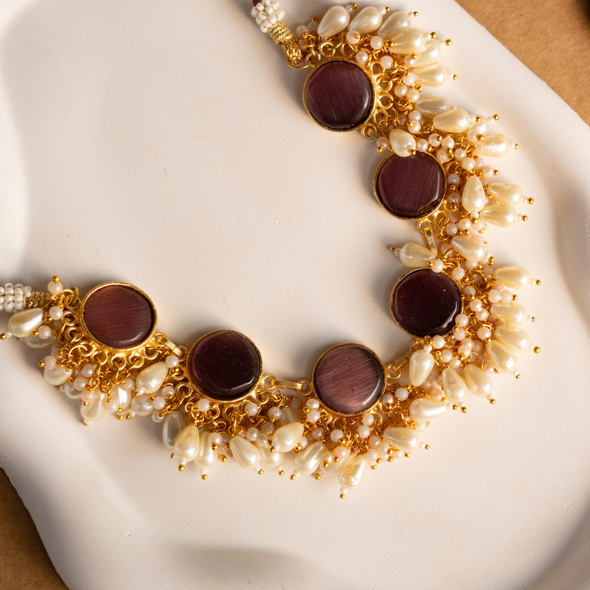 MOXIE SET RING EARRING AND NECKLACE HANDMADE GOLD TONED PREMIUM NECKLACE/NECKPIECE EARRING SET NL31