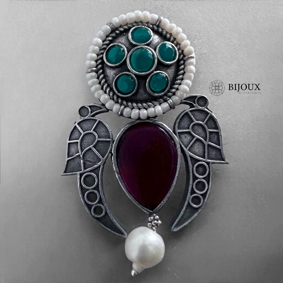 JACKIE MONALISA FAUX SILVER SEMI HANDMADE BRASS RAW AND RUSTIC EARRINGS ER360